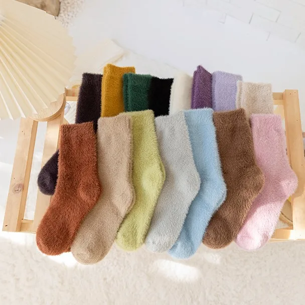2022 высококачественные Женские однотонные Пушистые Носки для сна домашний пушистый уютный Пушистый Плюшевый Комплект носков на День святого Валентина