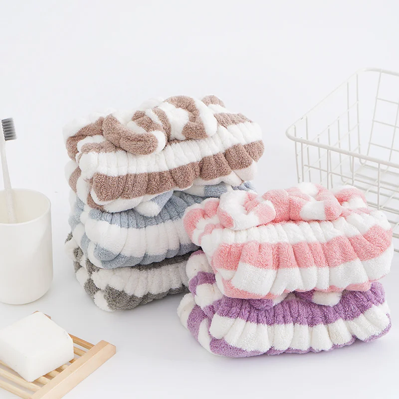 Shower spa head wrap terry dry hair towel thick highly absorbent hair towel wrap turban microfiber hair drying cap