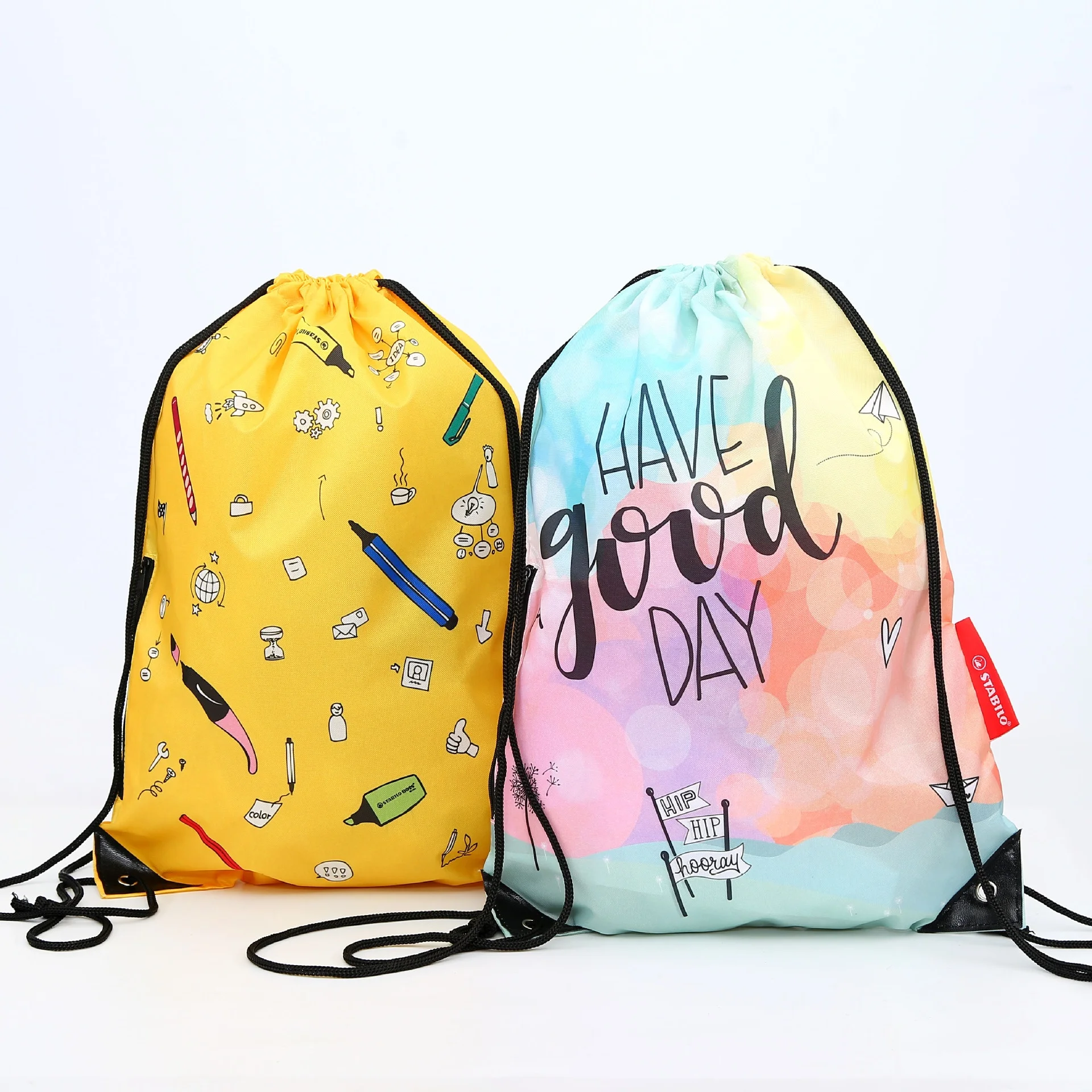OEM Customized Logo Waterproof Drawstring Bag Gym Polyester Nylon Draw String Backpack for Sports