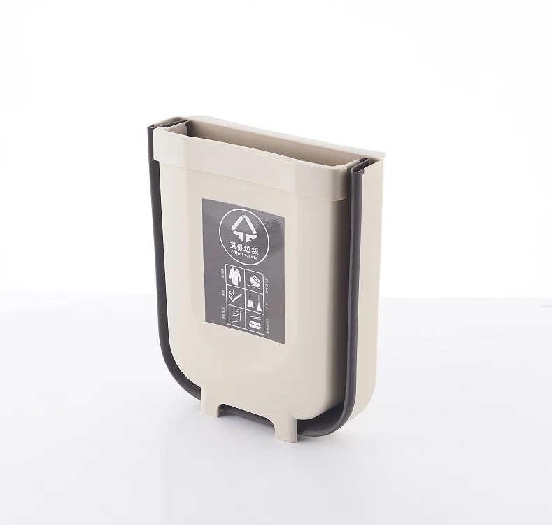 
Folding Small Size Wall Mounted Household Waste Bins Kitchen Plastic Fold Trash Can 