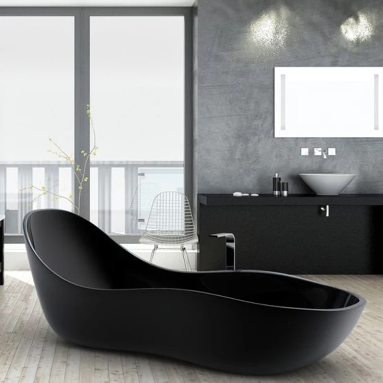 Customized Large Irregular Shape Marble Black Stone Bathtub D&Z