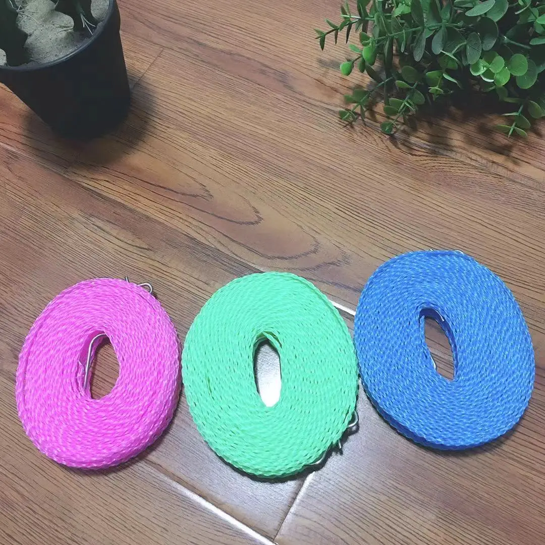 hot sale outdoor High Tenacity Colored Hanging Clothes Line Stainless Steel PE Clothesline With Hook