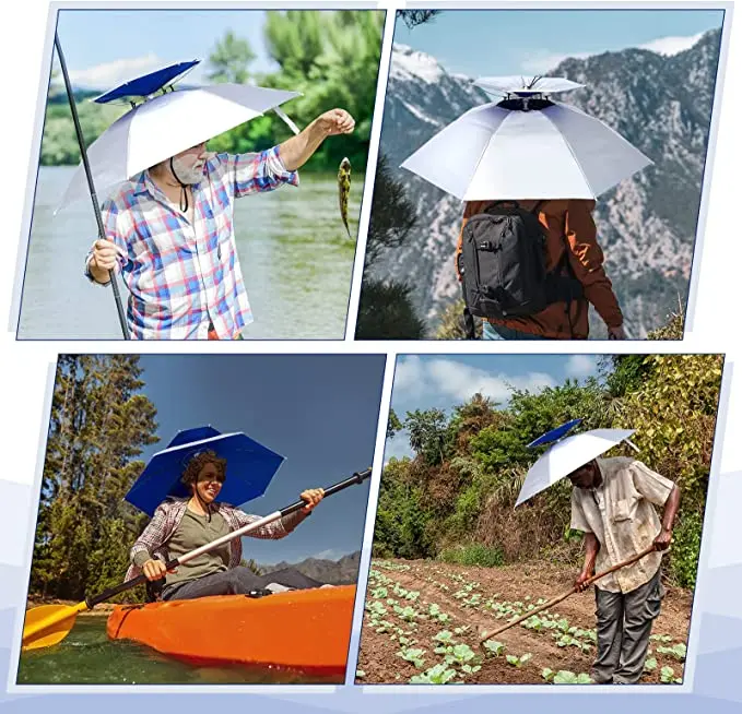 China promotional wholesale helmet umbrella hat mini sun head golf fishing camping colorful headwear hat umbrella parasol hat