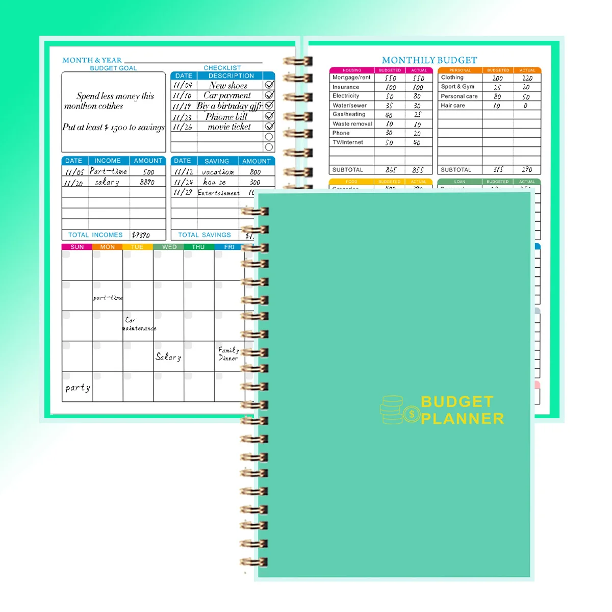 Customize Budget Planner Monthly Finance Organizer PP Spiral Notebooks Money Budget Journal