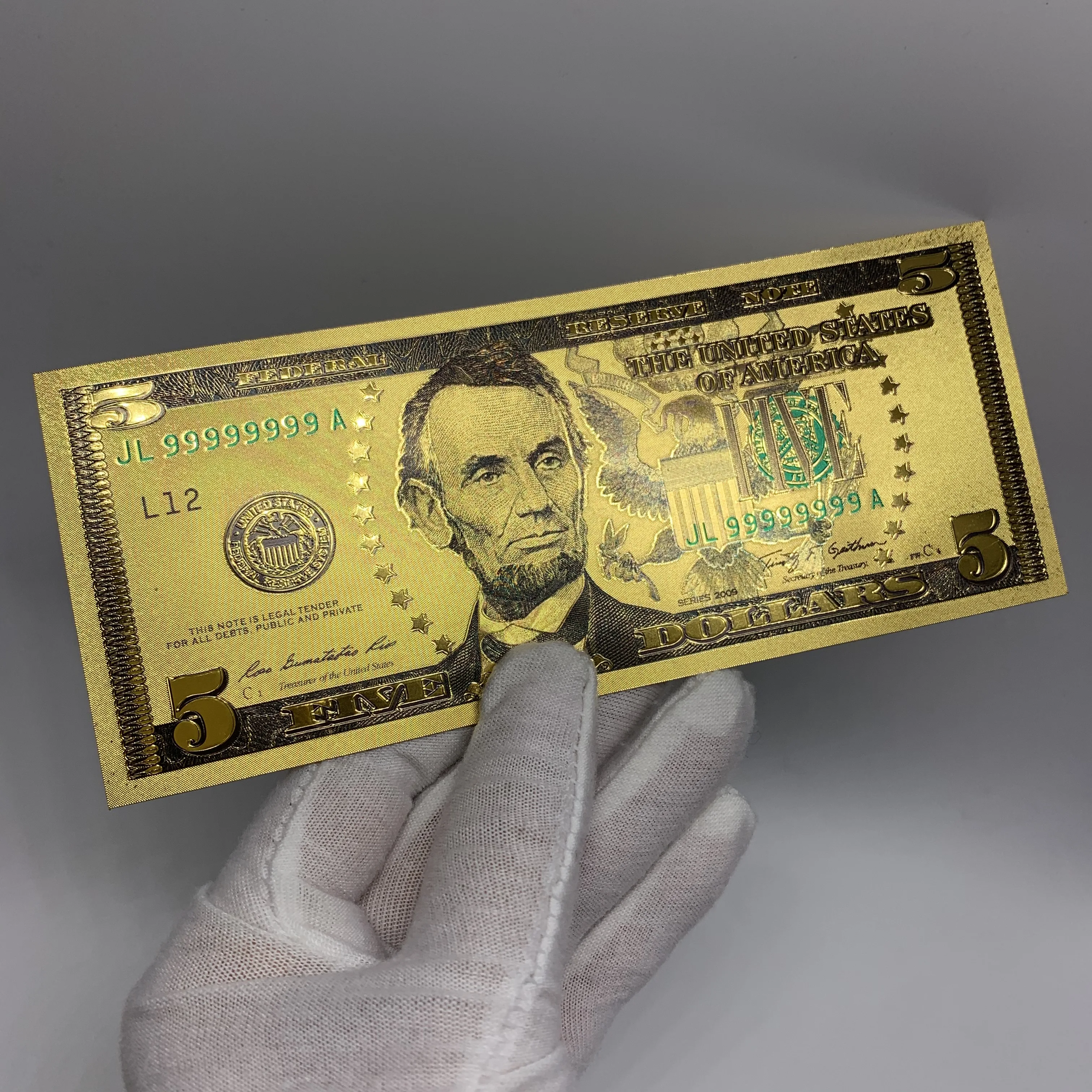 7-Piece Colorful Print US Dollar Bill Gold Foil Note Currency Money Banknotes