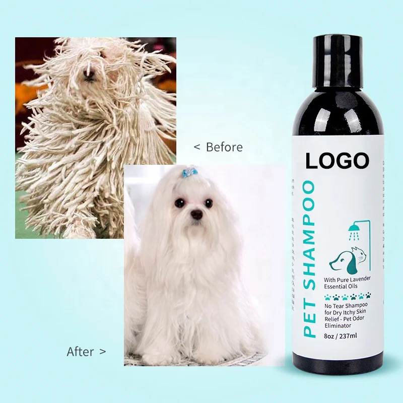 Custom 237ml Private Label Organic Antifungal Cat Dog Pet Shampoo For Soothing Relief For Dry Itchy Skin