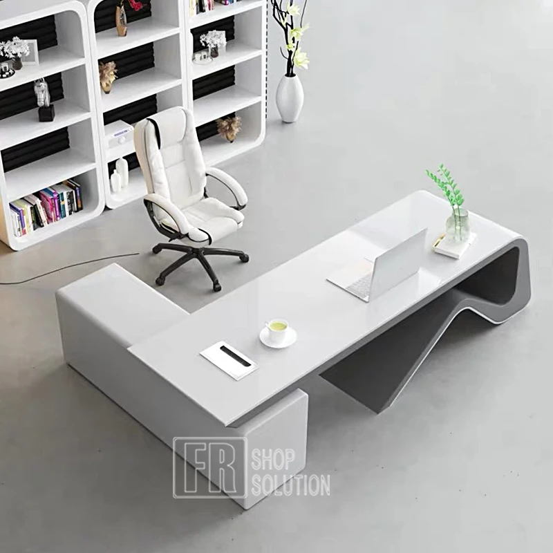 Modern Luxury Baking Painting Office Workstation Working Writing Desk Table for sale