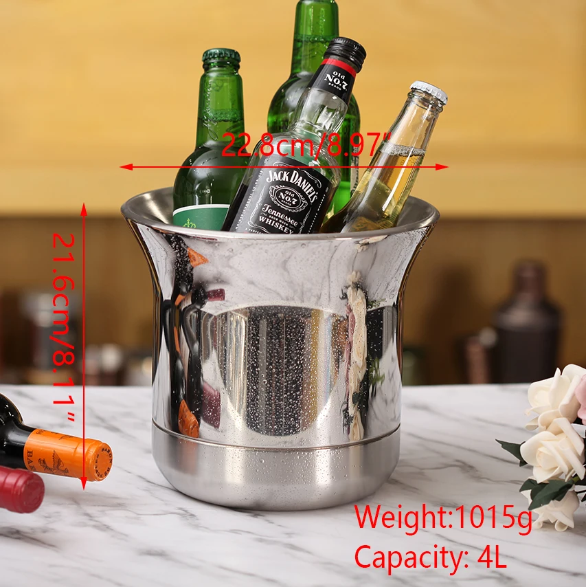 
Factory Direct 1.3L Small Double Wall Insulated Metal Stainless Steel Wine Beer Ice Bucket 