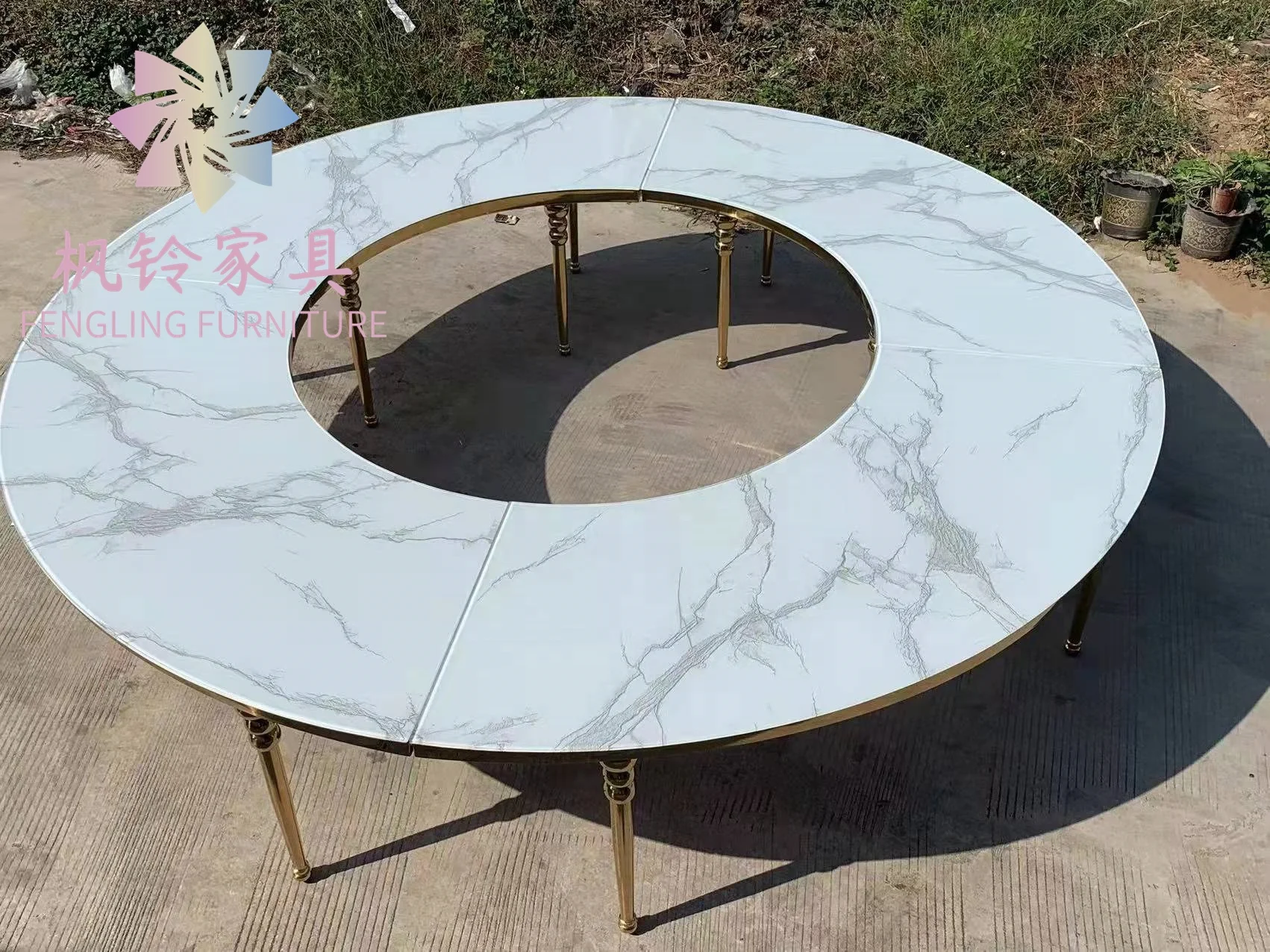 Hot Selling Round Shape S Shape Mdf Top Glass Top Stainless Steel Base Wedding Party Banquet Table