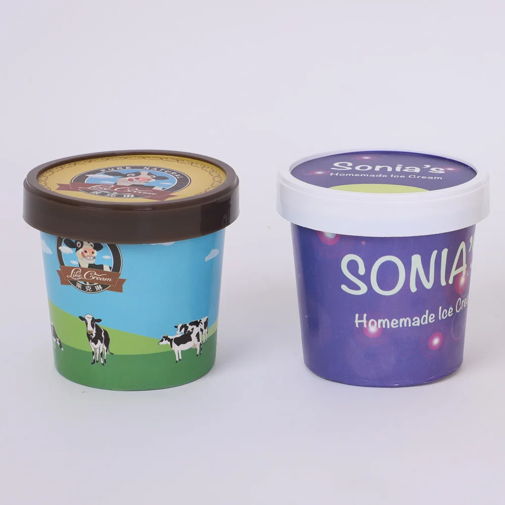 Custom Logo Printing 500Ml  Disposable 100Ml Cups With Lid Ice Cream Paper Cup