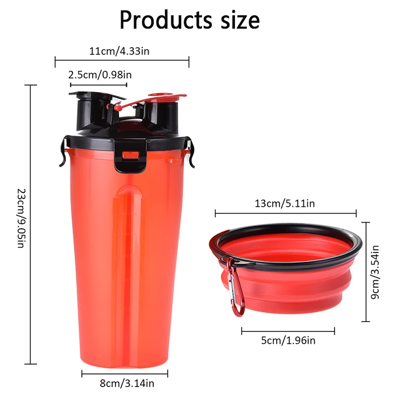 2022 New Colorful Plastic Portable Cat Dog Water Bottle Food Feeder Drinker,Dog Water Bottle 2 In 1 With Food Container