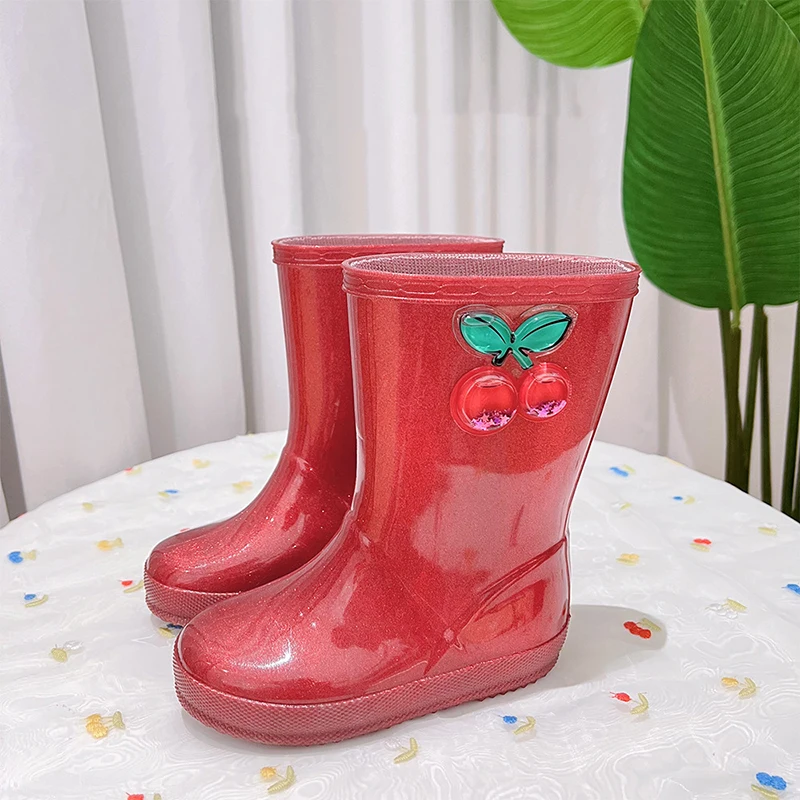 Outdoor Non-Slippery Princess Rain Boots for Girls Middle and High School Students Fashionable Jelly Water Shoes for Work