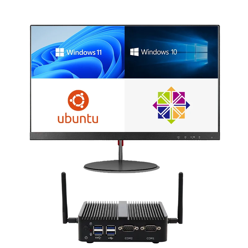 J4125 Mini Pc With RS232/485 Dual COM Ports Dual LAN  DDR4 Fanless Industrial Mini PC Support Win 10/11/Linux Computer