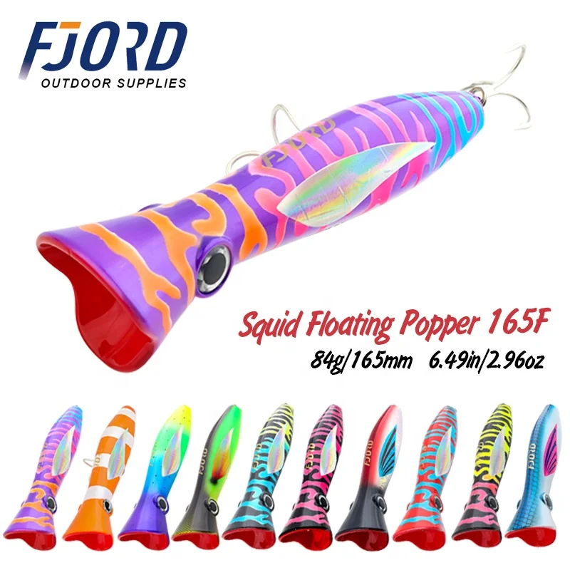 FJORD New Coming Fishing Poppers Squid Popper 82g 165mm Top Water Popper Lure Saltwater Fishing Lure