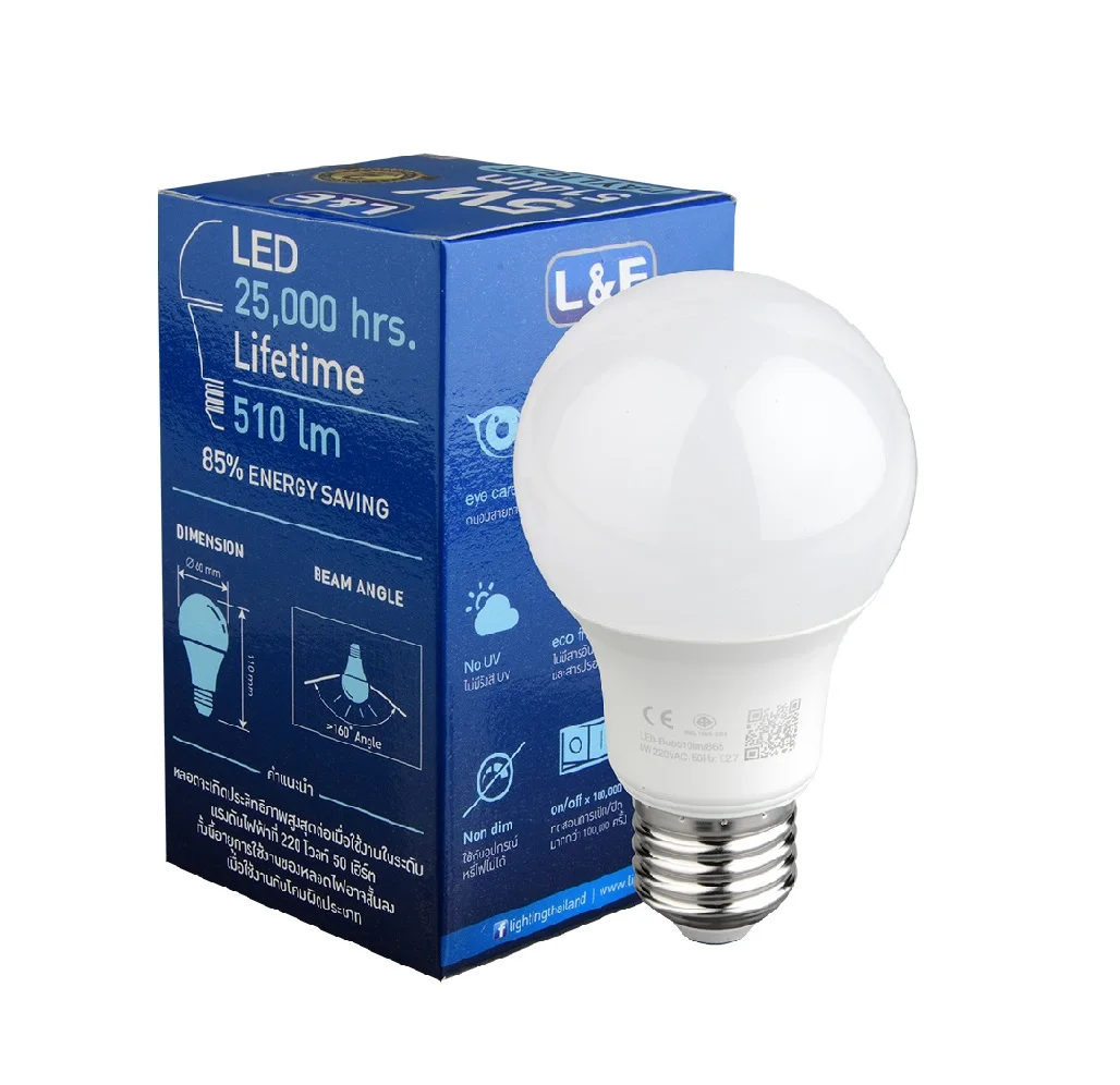 The Excellent Quality of LED light L&E #LED BULB 5W DAYLIGHT 6500Kfrom Thailand