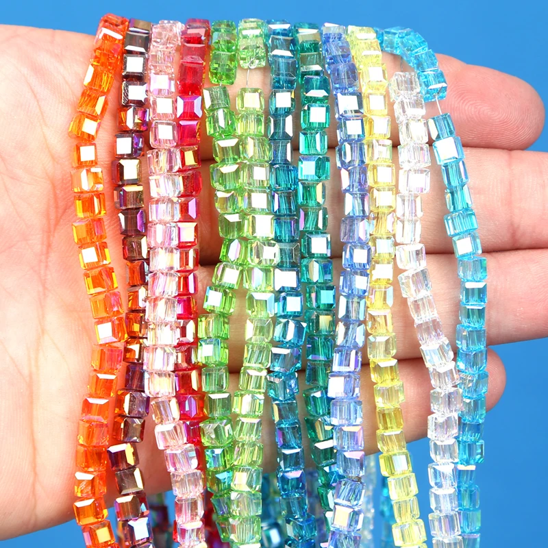 White Crystal beads Glass beads 4/6/8mm high quality square crystal beads for DIY jewelry or clothing curtain production