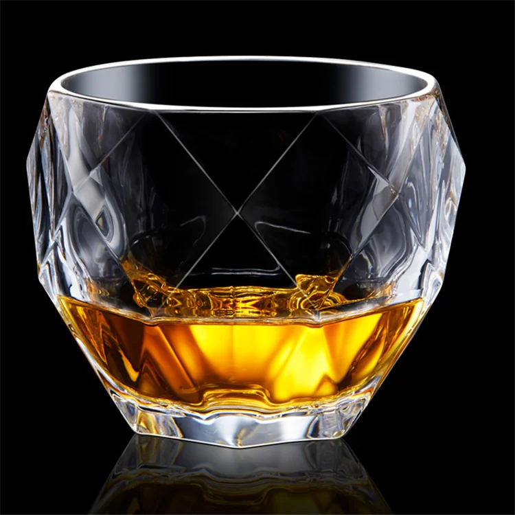 High Quality Decorative Lead Free 10oz Heavy Base Thick Bottom Crystal Drinking Short  Whiskey Tumbler Glass