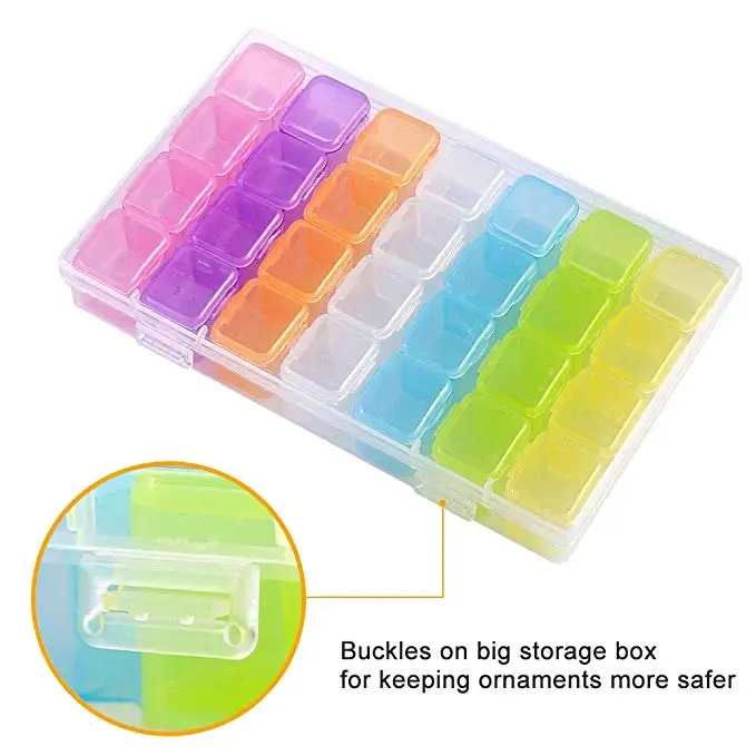 28 Slots Plastic rainbow rose pink purple color Diamond painting beads storage box