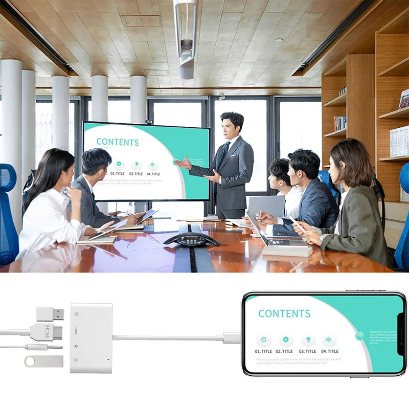 3.5mm Earphones Audio Jack Adaptor HD Video Sync Screen Converter Lighting HDMI-Compatible 1080P Digital AV Adapter for iPhone