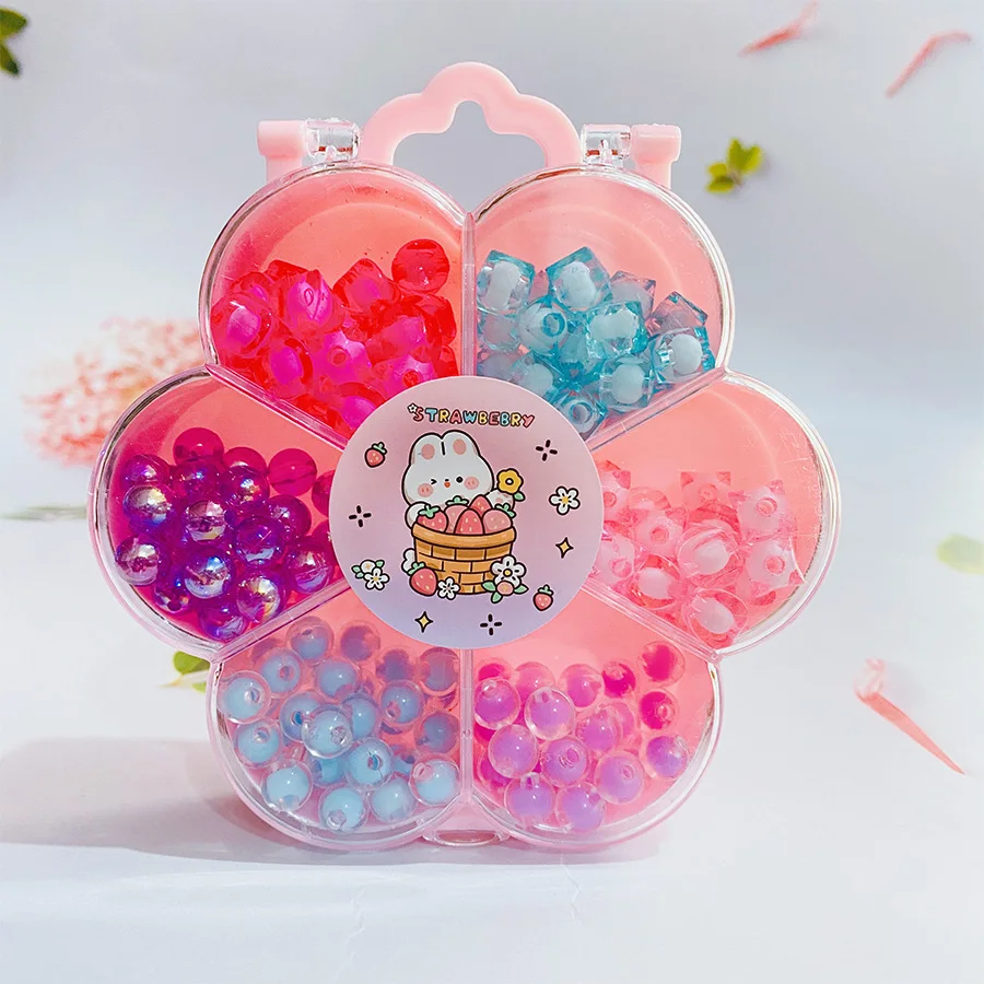 In stock sales 7 petals shape packaging gift box children beaded for jewelry making beads