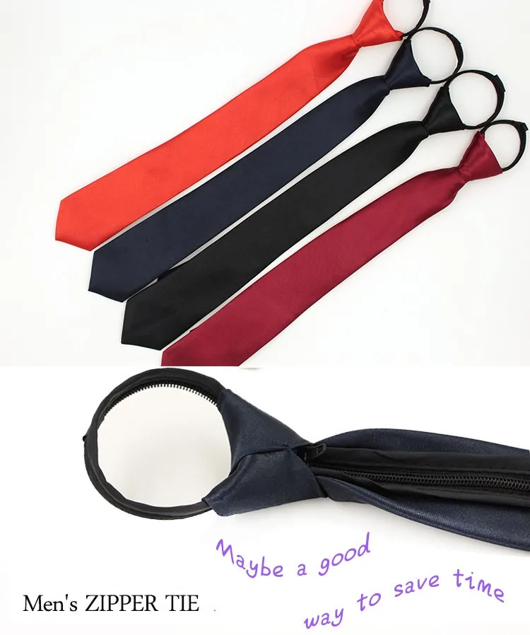 Однотонный красный черный темно-синий цвет Предварительно завязанный Блестящий студенческий тонкий узкий галстук на молнии галстуки для