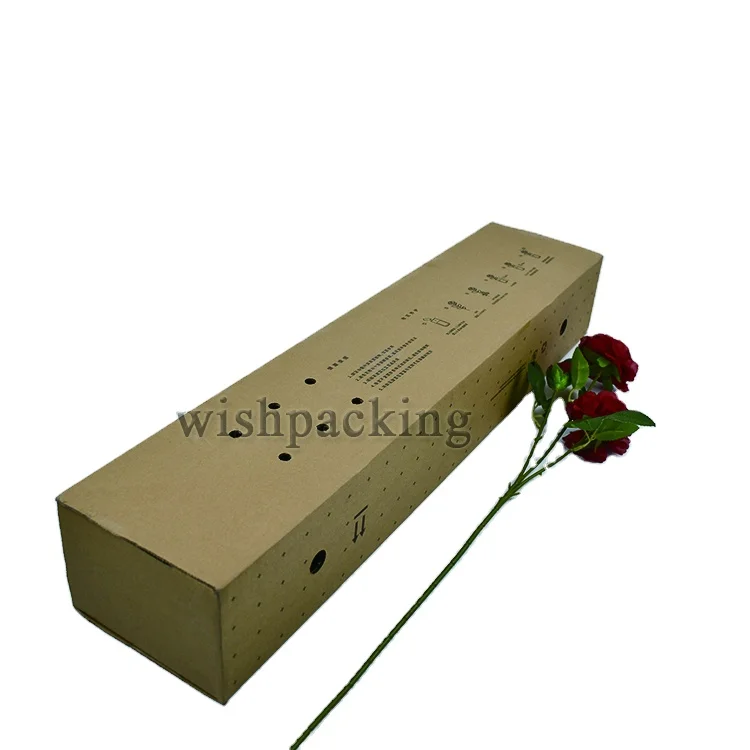 Manufacturer Long shaped packaging rose flower mailer shipping kraft flute corrugated carton cardboard box