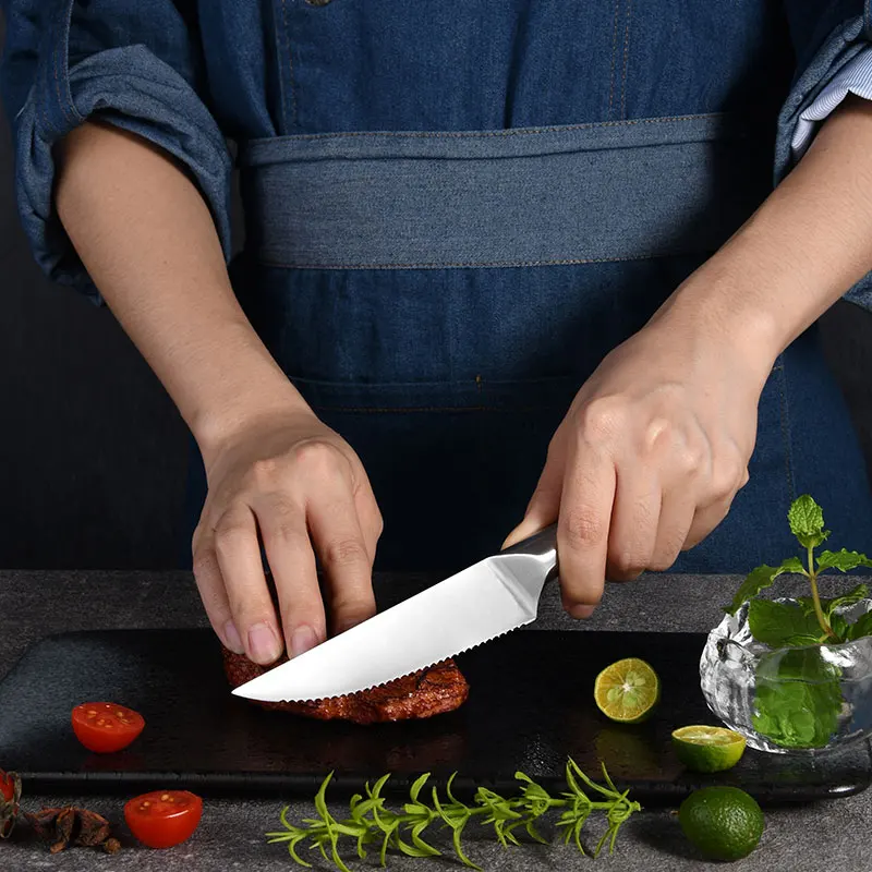 Steak Knives Set of 6 High Carbon Stainless Steel Steak Knives 4.5 Inch Ultra Sharp Serrated Steak Knife Set with G10