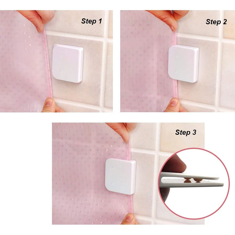 Jutye bathroom  Windproof Stop Protect Adhesive Shower Curtain Splash Guard Curtain Clip