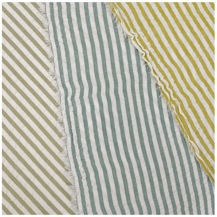 Stock Bubble Stripe Shirt Fabric fashion 100 polyester yarn dyed Student uniform Striped shirt fabric For students