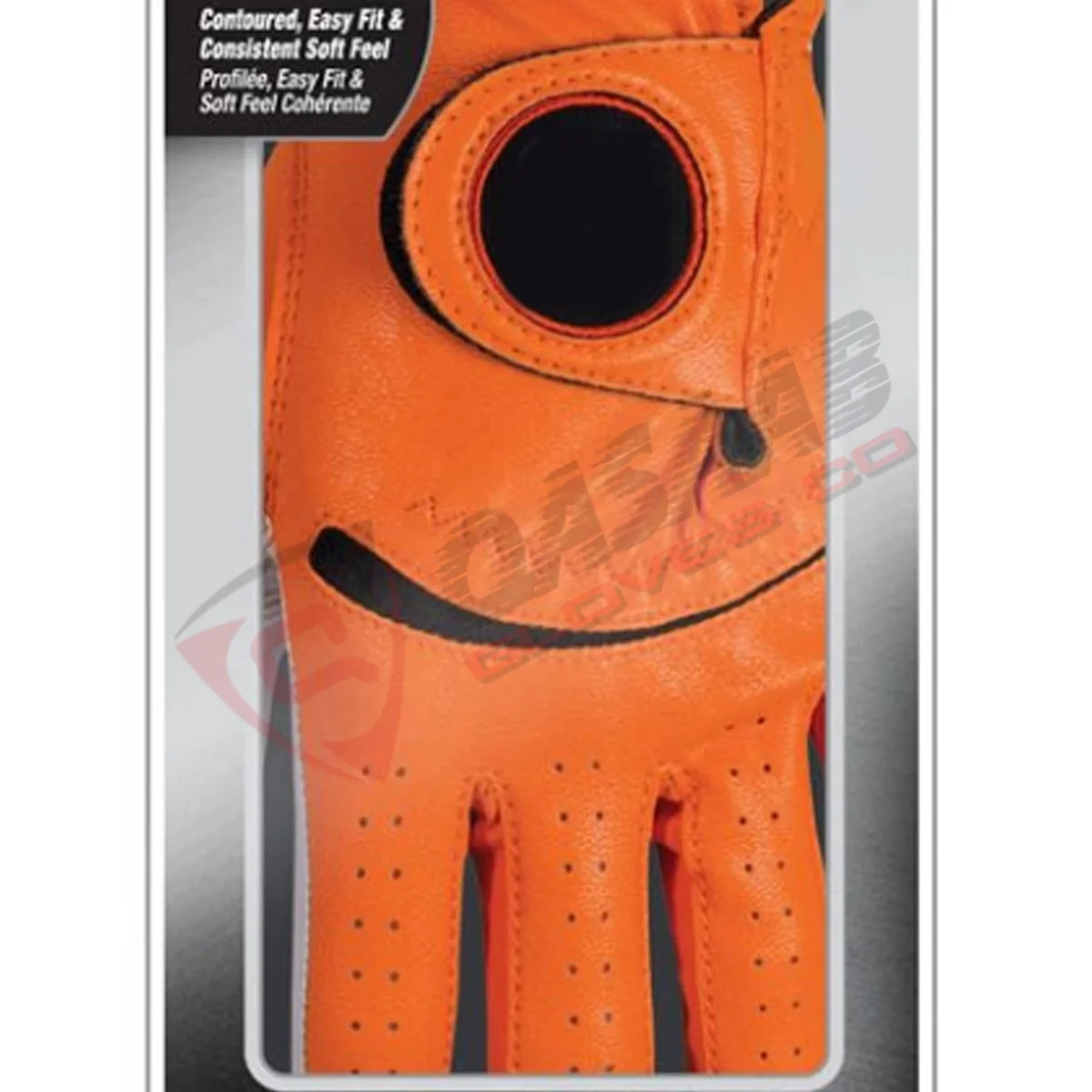 High Quality Orange-Color Soft-Genuine Pu Leather Breathable Non-slip Men Left-Hand Driving Working Golf Gloves