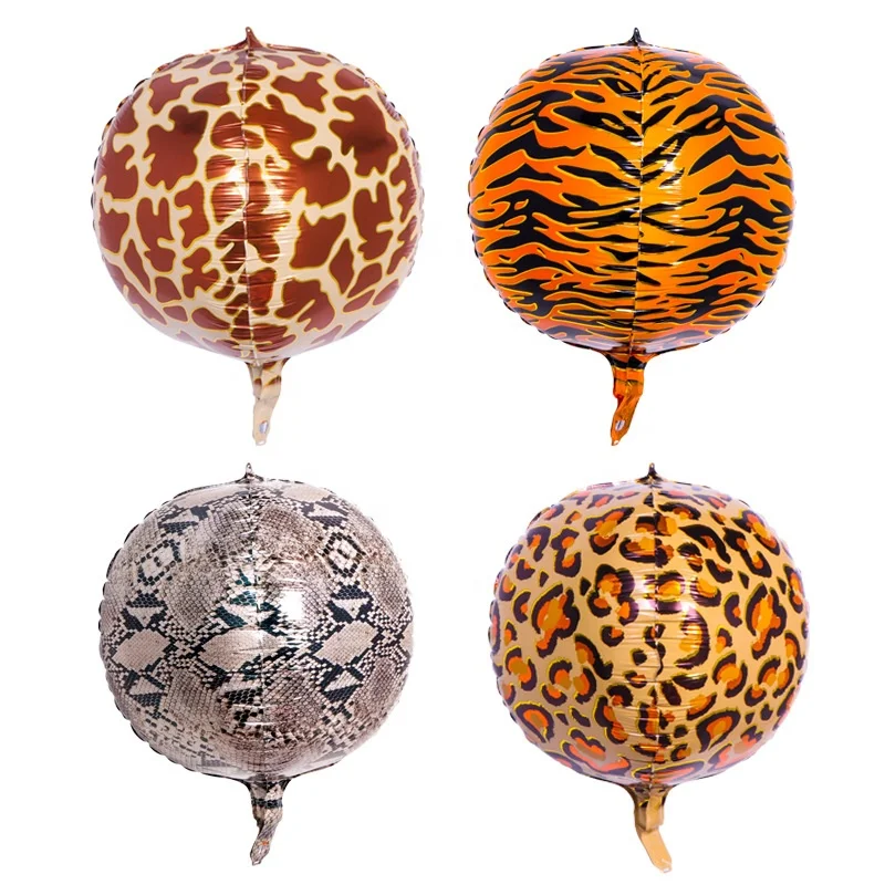 22 Inch Large Animal Print Foil Balloons Jungle Animal Print Balloons 4D Wild Mylar Balloon for Jungle Theme Birthday Decoration