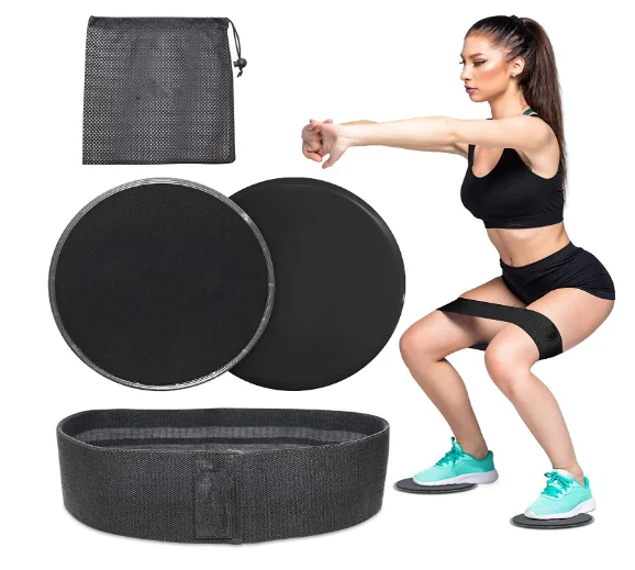Core Sliders and Resistance Band for Women