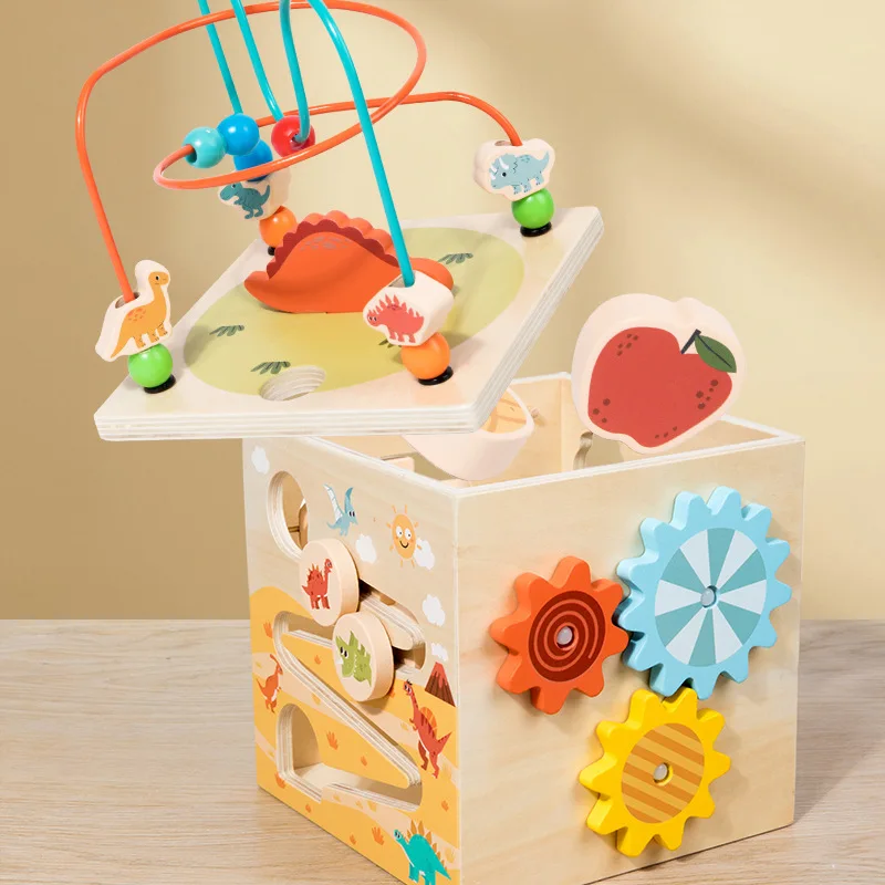 Early childhood wooden fruit shape matching kindergarten around the multi-functional around the jewelry box benefit  wisdom toys