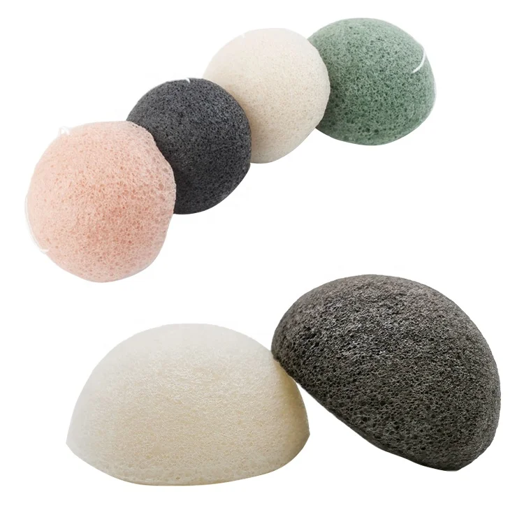 Лидер продаж бамбуковый уголь для лица круглая Очищающая Корейская губка ванны натуральная Коньячная ухода за лицом и