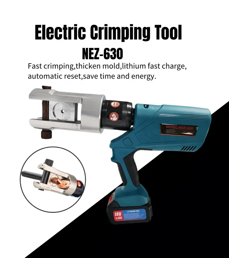 18T EZ-630 Electric Hydraulic Press Machine Portable Cable Nose Terminal Crimping Plier Construction Aluminum/Copper Crimping