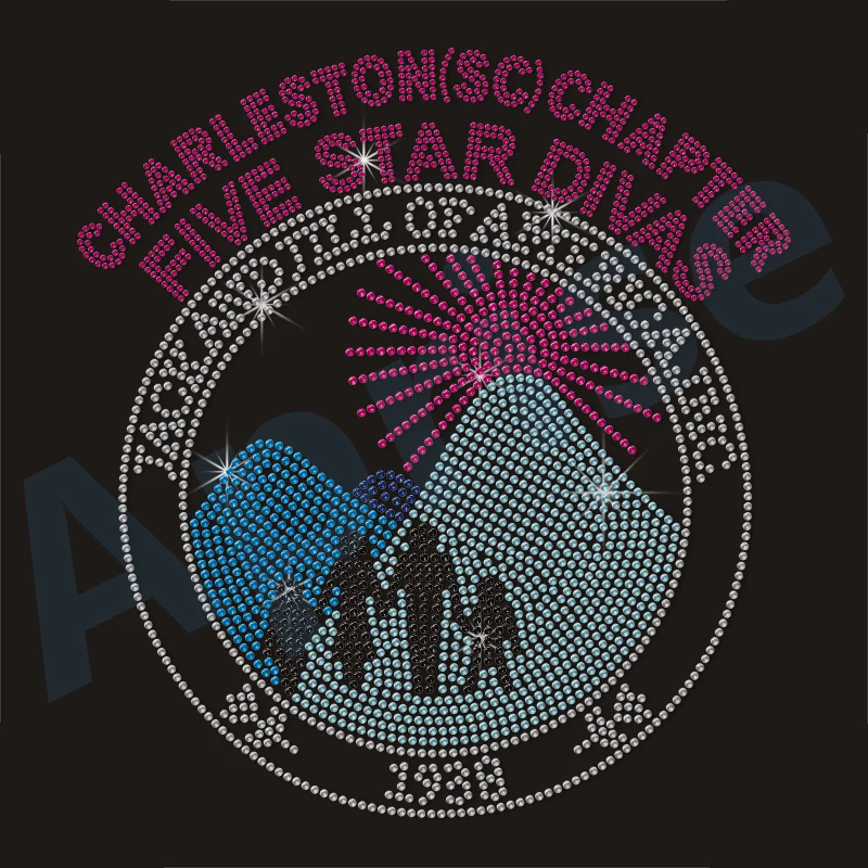 Подставка-индивидуальная пятизвездочная Дива SC 1938 Джек и Джилл глава железо на дизайне с теплопередачей со стразами