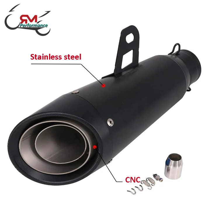 Universal Stainless Steel Muffler Silence exhaust pipe for SC Project Motorcycle Scooter  Motocross Parts Motor