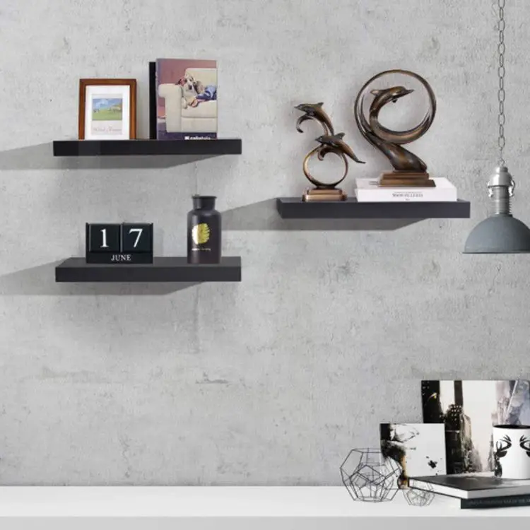 Hanging Wall Shelves Decoration White Floating Wall Mounted Shelves Set of 3 Display Shelf Wide Panel