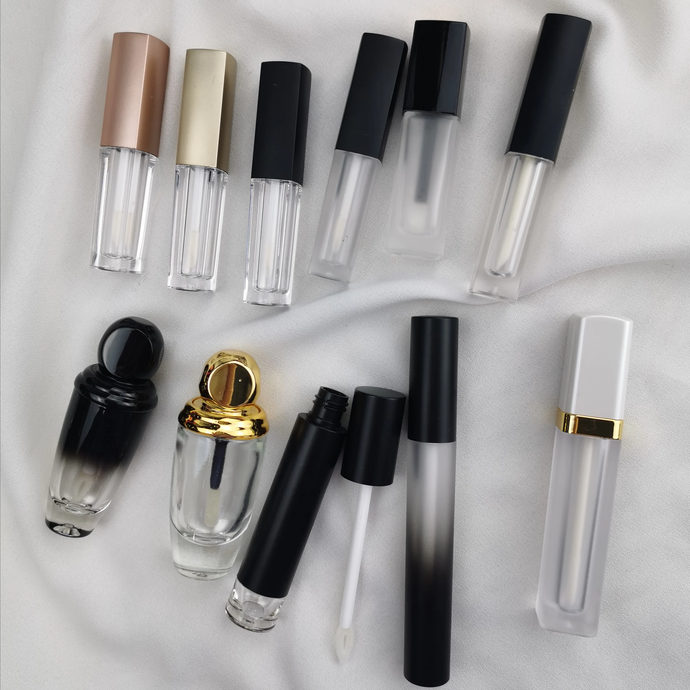 
wholesale 5ML Rose Gold Plastic Liquid Lipstick Tube Cosmetic Packaging Square Empty Lipgloss Container Lipgloss Tube 