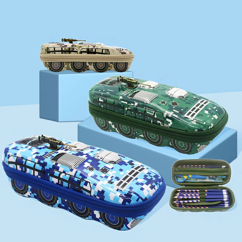 Custom Large Capacity Car Shape Cool Stationery Case Hard Shell 3D EVA Pen Pencil With Zipper