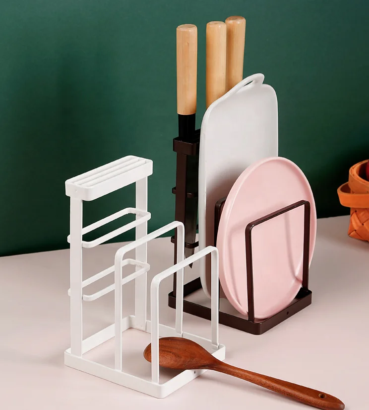 Cheap Price Kitchen cutting board rack vertical knife holder pan and pot lid organizer rack holder knives rack