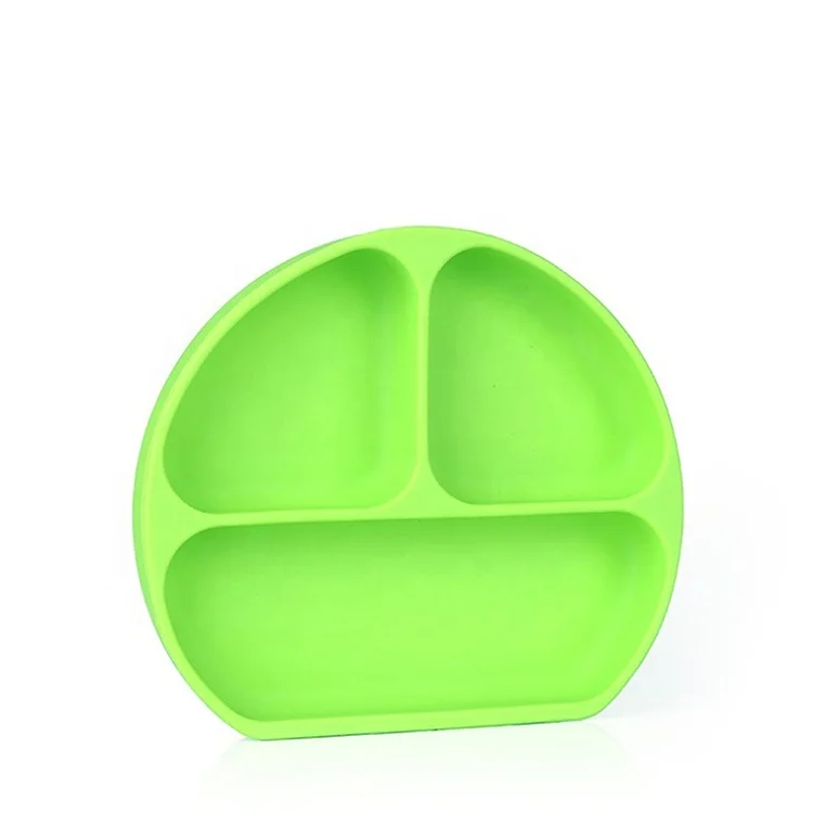 Baby Cutlery Silicone Suction Cup Learning to Eat Training Complementary Food Compartmented Tray