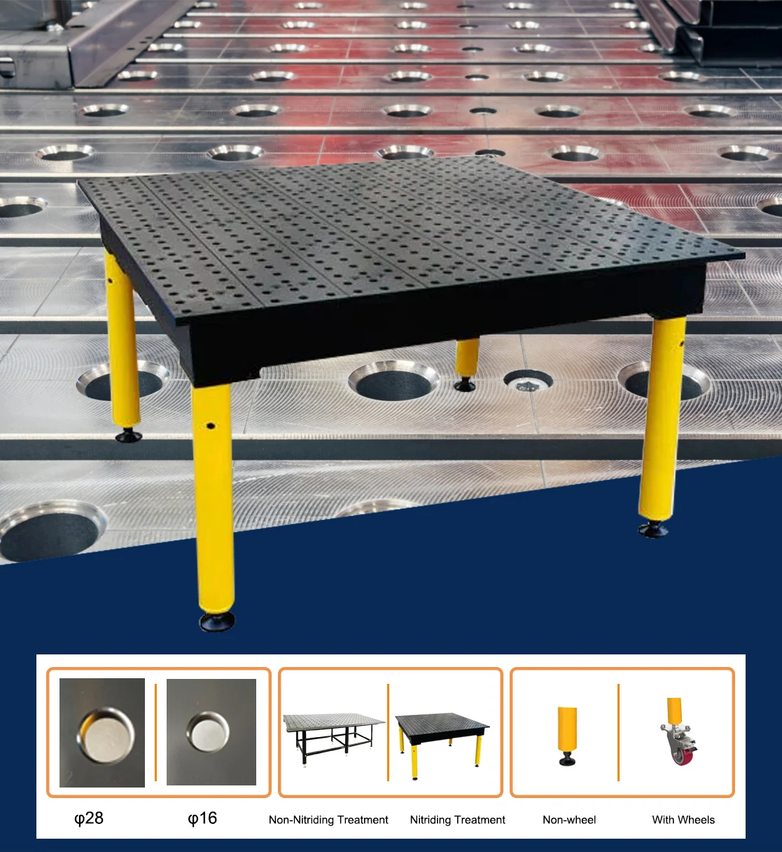 TKweld D16 D28 Welding table Cast Iron Cast Steel 2400*1200 Black Inch 2D 3D  Welding Turning Table Clamping Accessories System