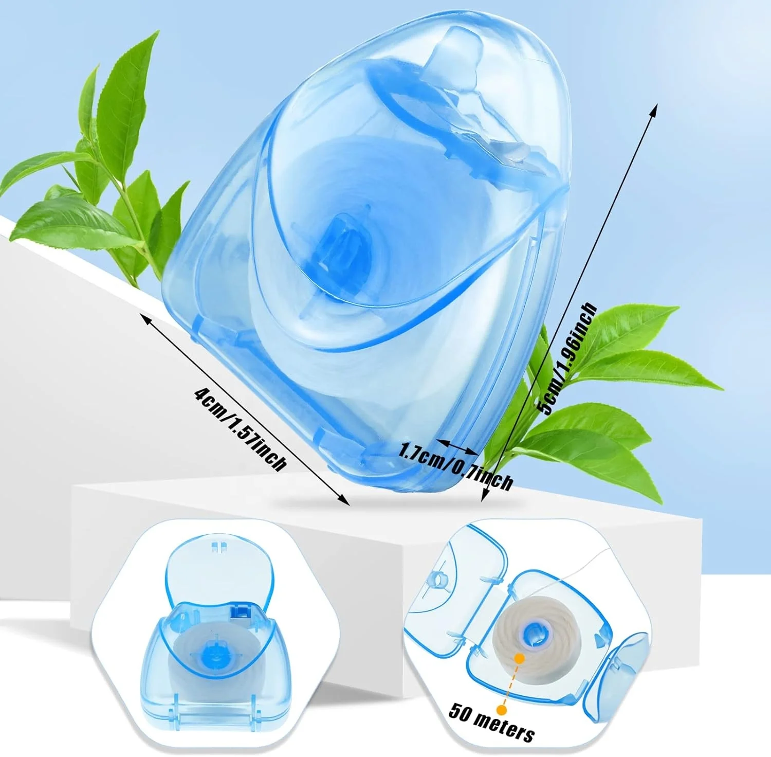 Teeth Cleaning Charcoal Infused Dental Floss Roll 50m Mint Flavored Dental Thread Box Type Expandable Dental Floss