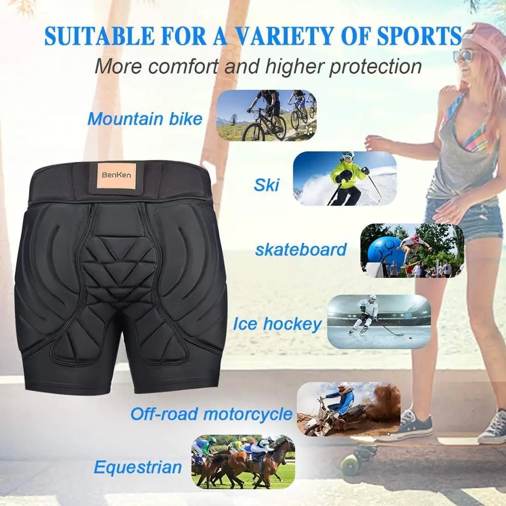 
BenKen Soared 3D Protection Hip Butt EVA Pad Short Pants Protective Gear Guard Impact Pad Ski Ice Skating Snowboard 