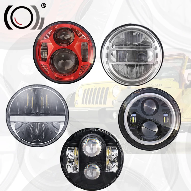 Dot E9 High Power 50W Car Turn light 6000K 7000K 12V 24V Round 7inch LED Headlight For Jeep Wrangler