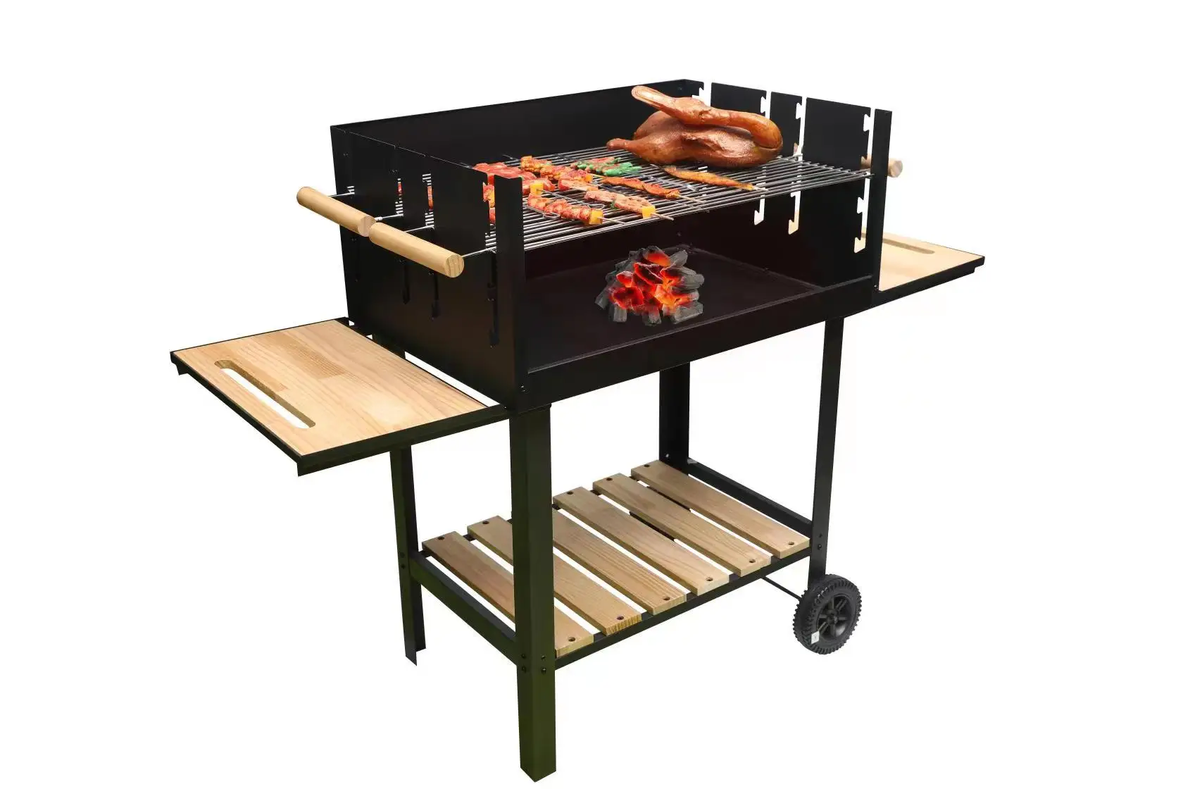 Hot selling large uncovered barbecue charcoal grill outdoor double-layer barbecue grill