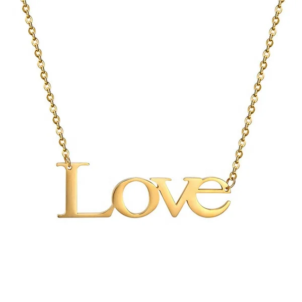 Beautiful Ladies necklace letter PEACE initial stainless steel gold plated jewelry jewellery pendant necklaces models