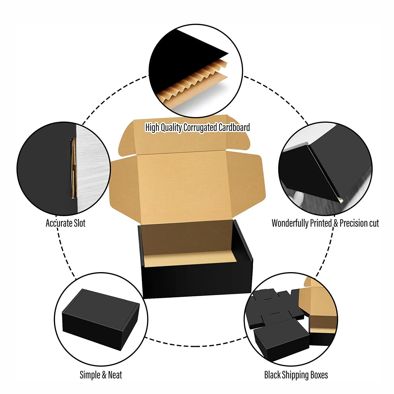 Wholesale Factory Custom Logo Corrugated Packaging Gift Boxes Mailer Cardboard Shipping Boxes Small Business Black Paper
