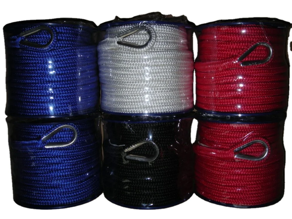 Polyester Marine Anchor Boat Mooring Safety Rope  Double Braided Dock Line